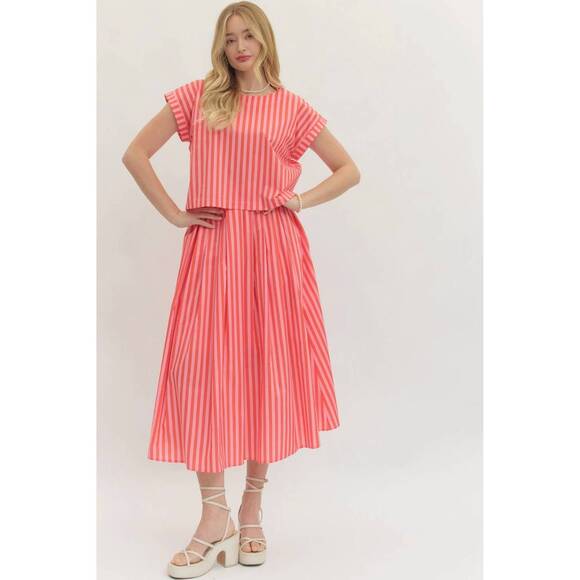 ENTRO Dresses & Skirts - NEW ENTRO striped skirt set in orange/pink